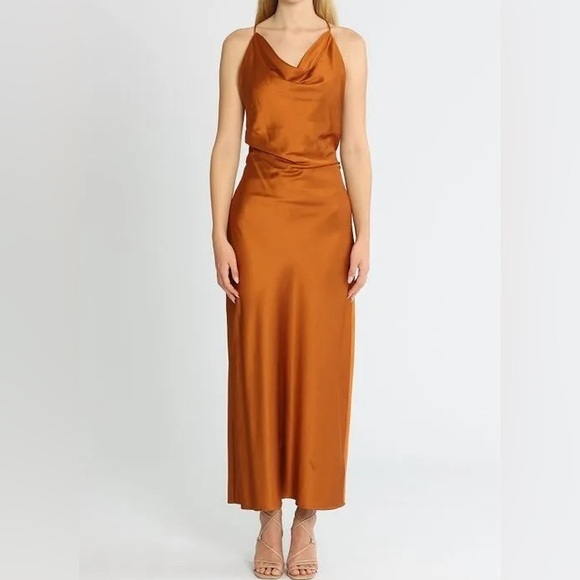 Significant Other Georgous Deidra Cowl Maxi Orange Dress - Picture 5 of 12